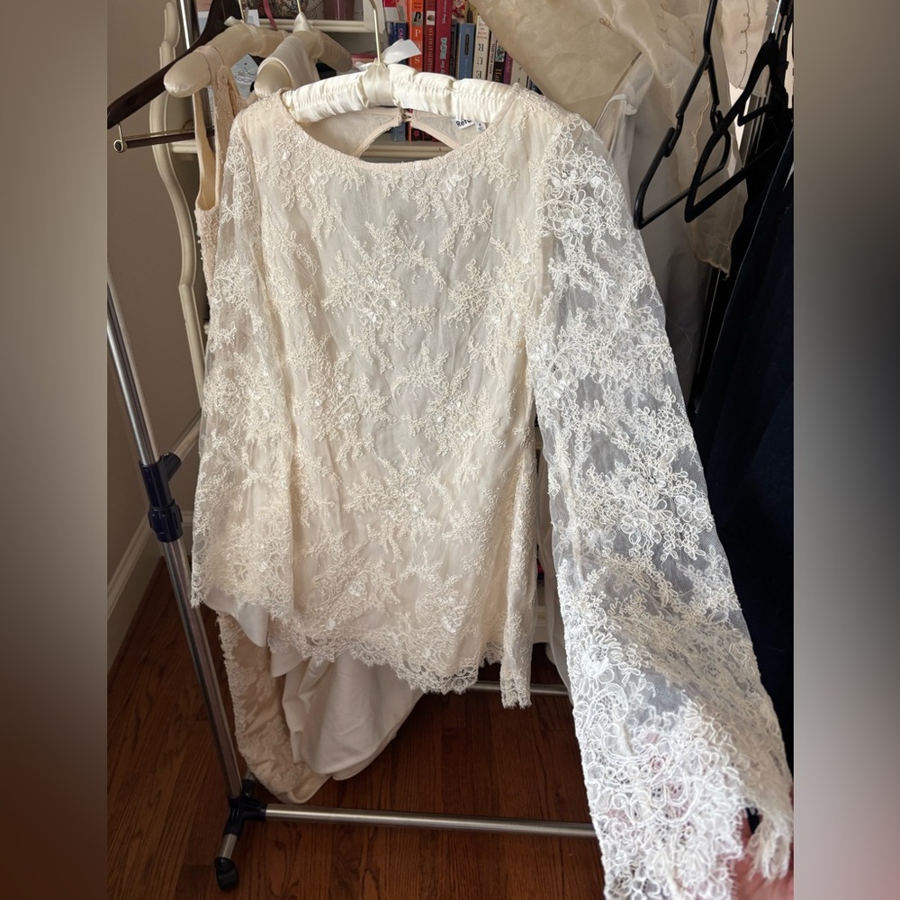 Reformation Ivory Lace Long-Sleeve Mini Dress - Picture 5 of 7
